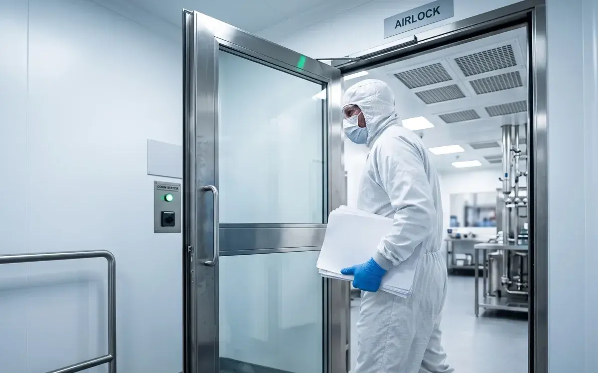 Airlock into a pharmaceutical cleanroom