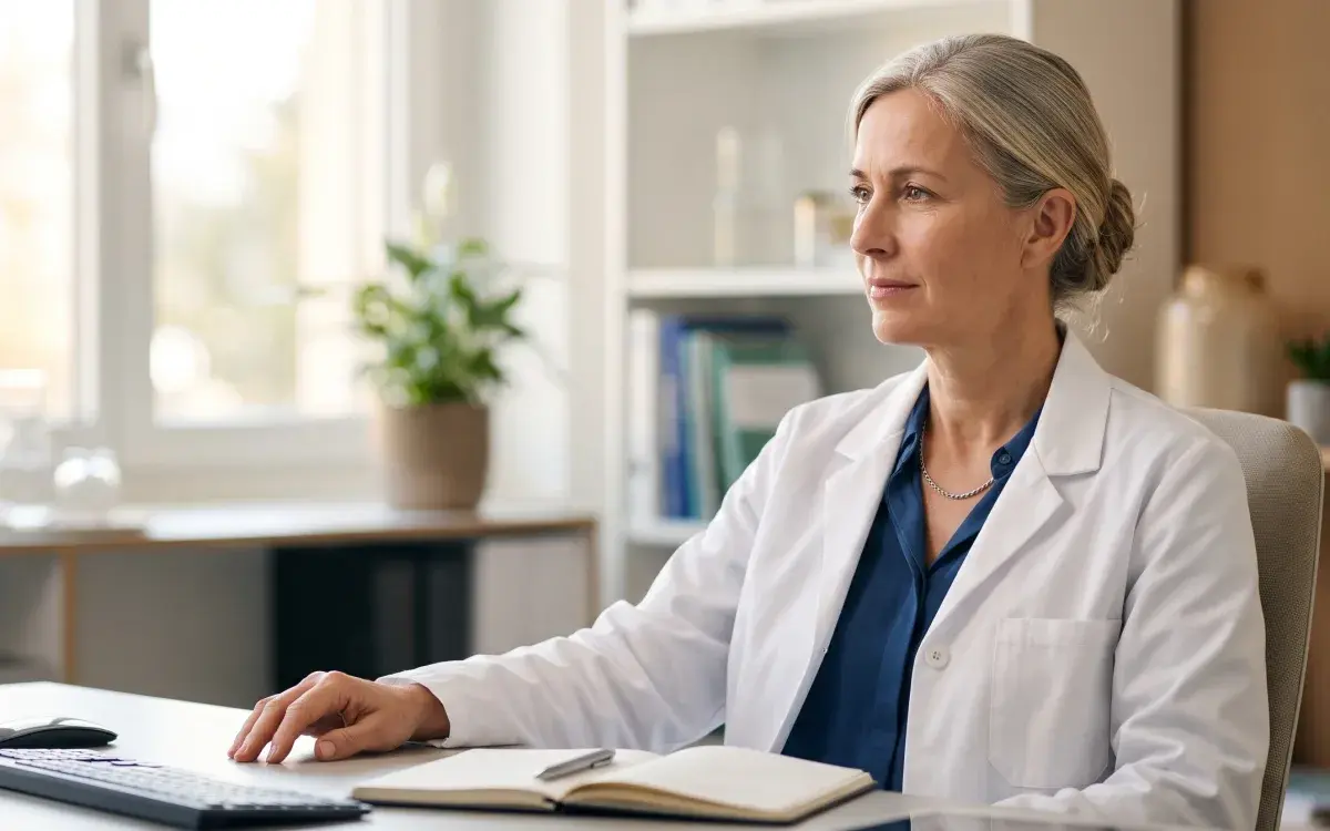 Physician at a desk in a consulting room