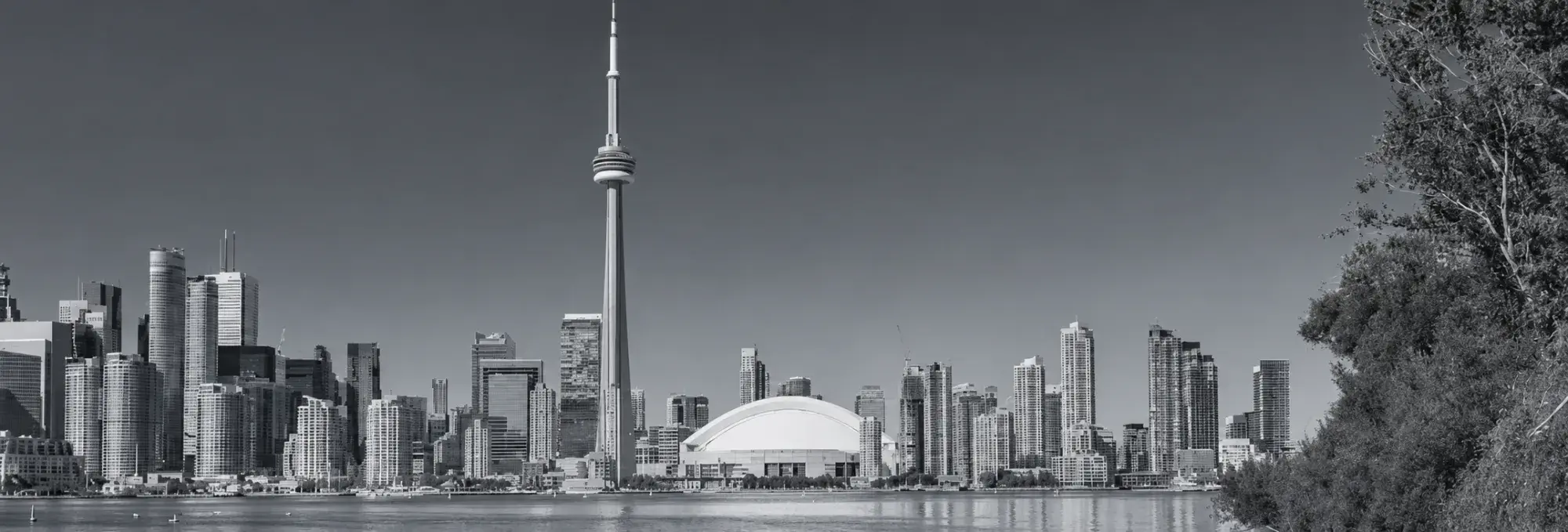 Canadian city skyline at dusk